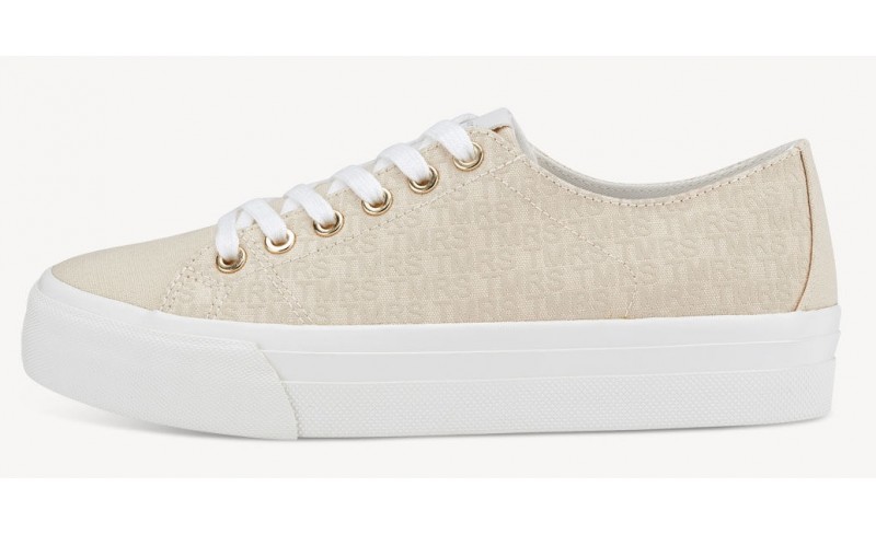 Tamaris μπεζ υφασμάτινο sneaker με κορδόνια 1-23786-20 418 Sneakers